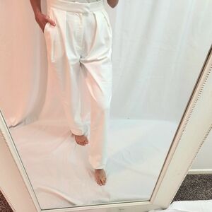 Wide leg trousers White Pants Cream nonchalant designer pleated business casual